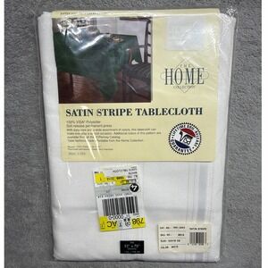 VTG JCPenney Home Collection White Satin Stripe Tablecloth 52x70 Oblong NEW